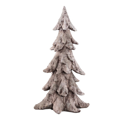 Hascal Kerstboom Beeld Cement Large van PTMD, kerstboombeeld van lichtbruin cement met hangende takken op witte achtergrond