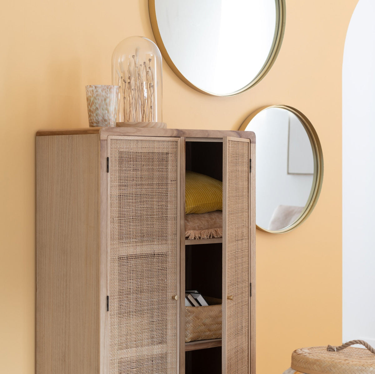 J-Line Spiegel Goud Medium Ø80cm - Spiegel - J-Line - livinglovely.nl