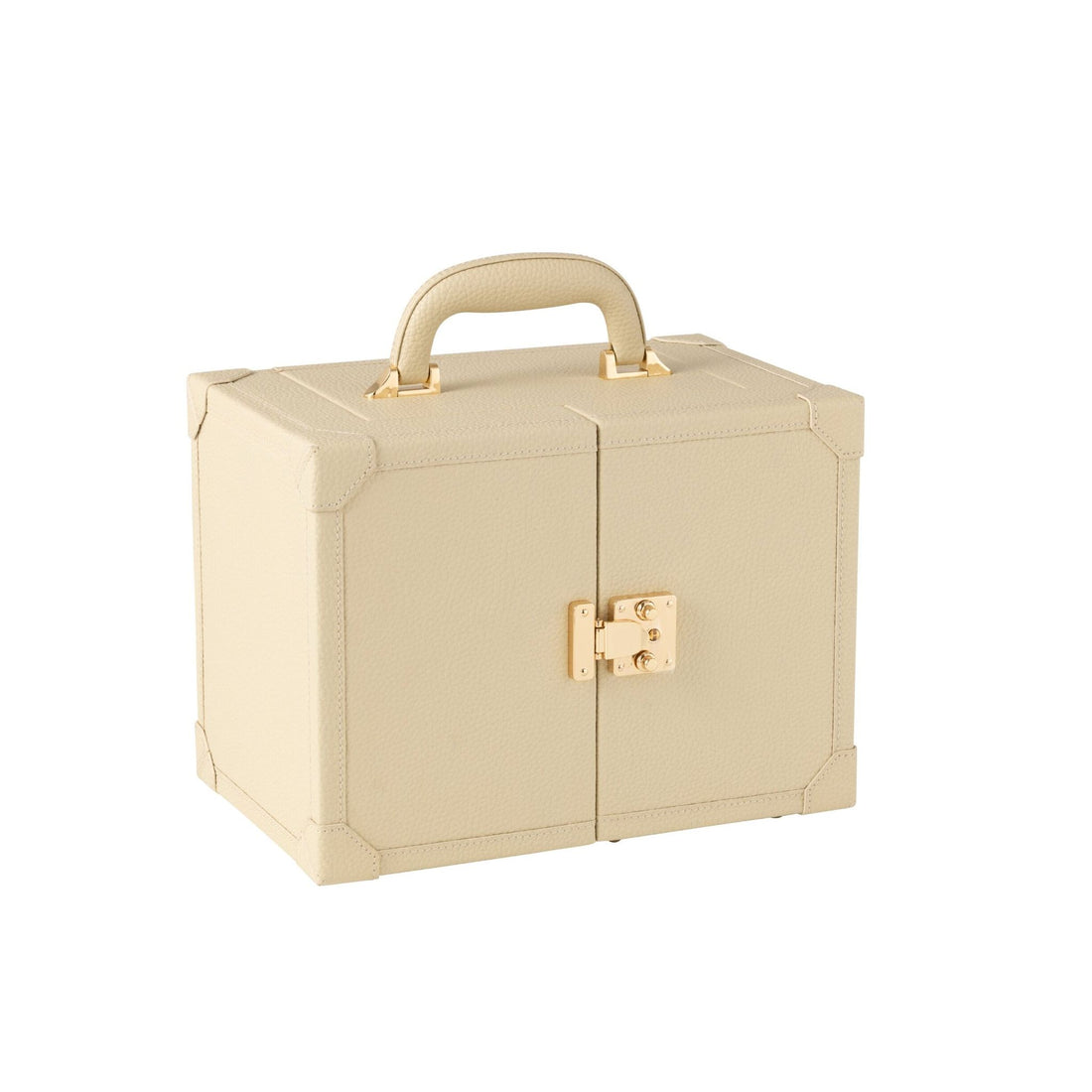 Kuferek na biżuterię z uchwytem ze sztucznej skóry, beżowy, J-Line
