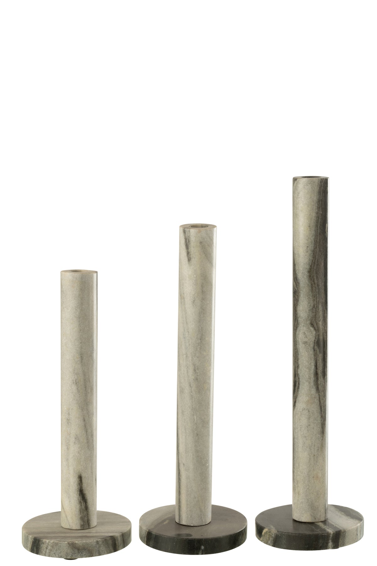 Kaarshouder Marmer Zwart/Lichtgrijs Set van 3 J-Line - Kaarshouder - J-Line - livinglovely.nl