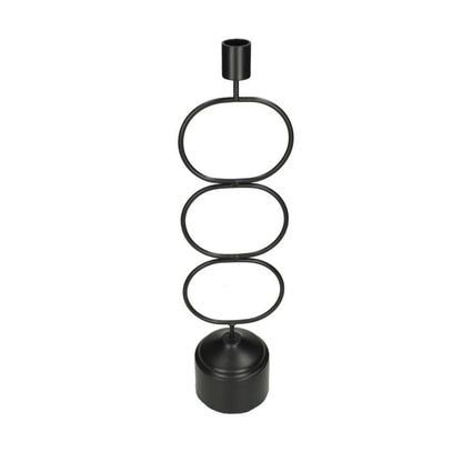 Kaarshouder Ringen Zwart 11x8x39cm 1 + 1 Gratis - Kandelaar - Living Lovely - livinglovely.nl