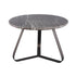Kae Salontafel Marmer Rond Small van PTMD, ronde salontafel met donker marmeren blad en ijzeren poten op wit