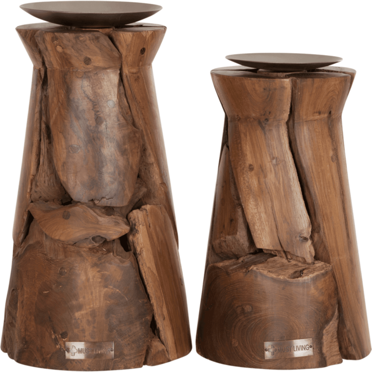 Kandelaar Flame gerecycled hout Large H37cm MUST Living