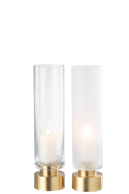 Kandelaar Pia Half Goud Large Set van 2 - Kandelaar - J-Line - livinglovely.nl