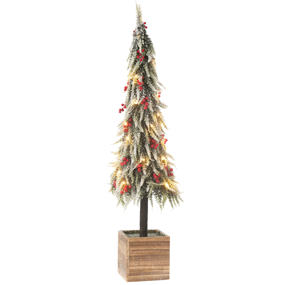 Choinka+LED Sztuczny Śnieg Zielony/Czerwony Ekstra Duża H95cm J-Line