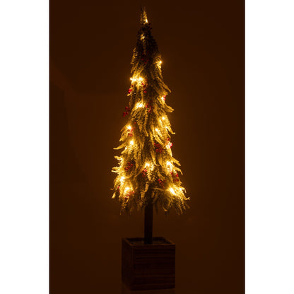 Choinka+LED Sztuczny Śnieg Zielony/Czerwony Ekstra Duża H95cm J-Line