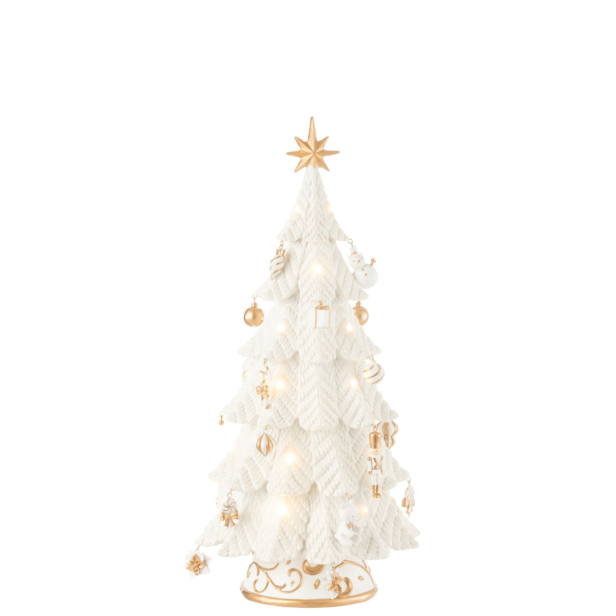 Dekoracja na choinkę LED żywica biała/złota mała H51,5cm j-Line