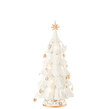 Dekoracja na choinkę LED żywica biała/złota mała H51,5cm j-Line