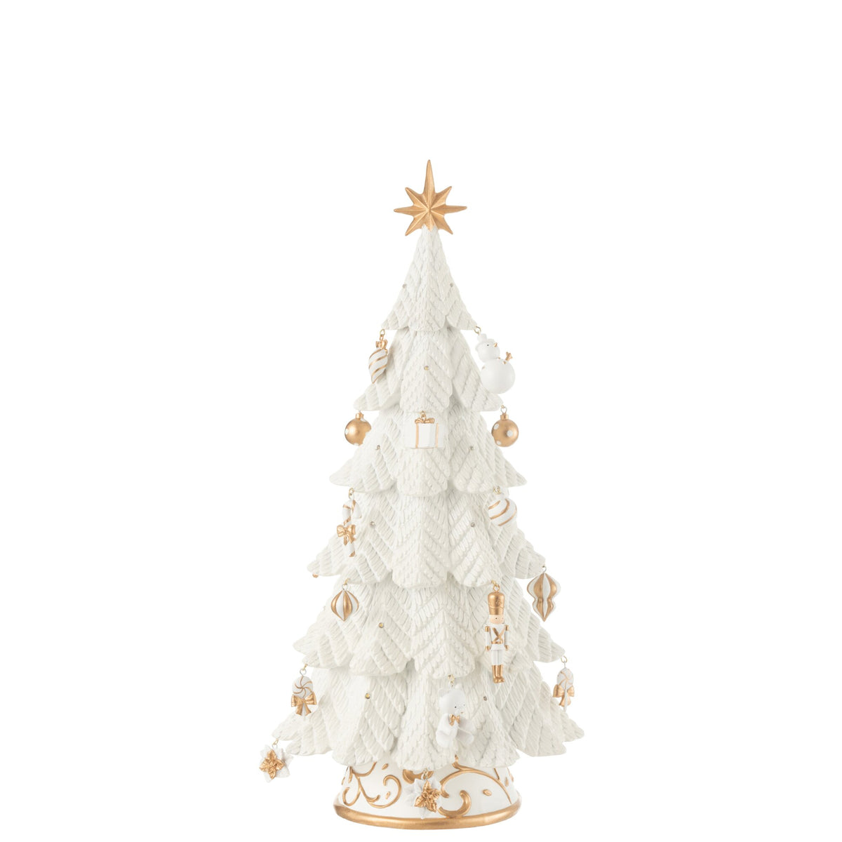 Dekoracja na choinkę LED żywica biała/złota mała H51,5cm j-Line