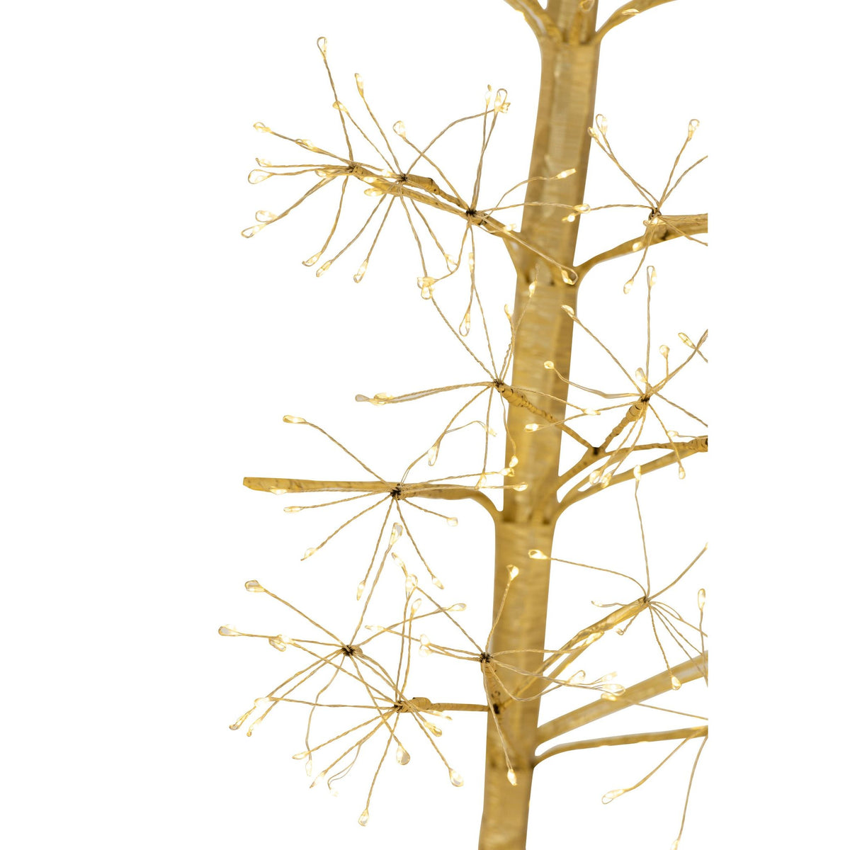 Kerstboom Led Warm Witte Lichten Ijzer Goudkleurig Extra Large H240cm van J-Line, geplaatst in een sfeervol interieur