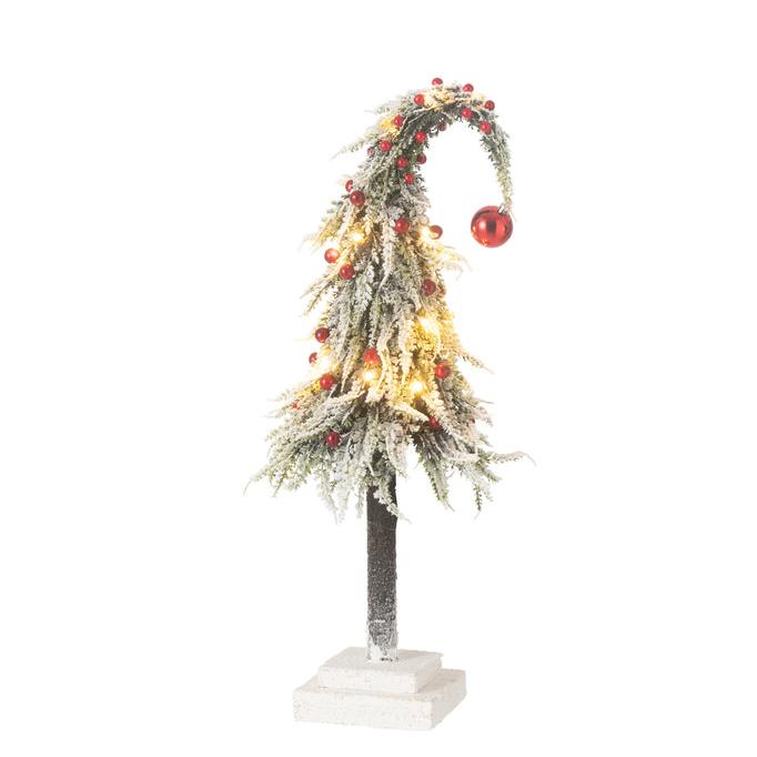 Kerstboom Muts+Led Kunststof Sneeuw Groen/Rood Medium - Kerstboom - J-Line - livinglovely.nl