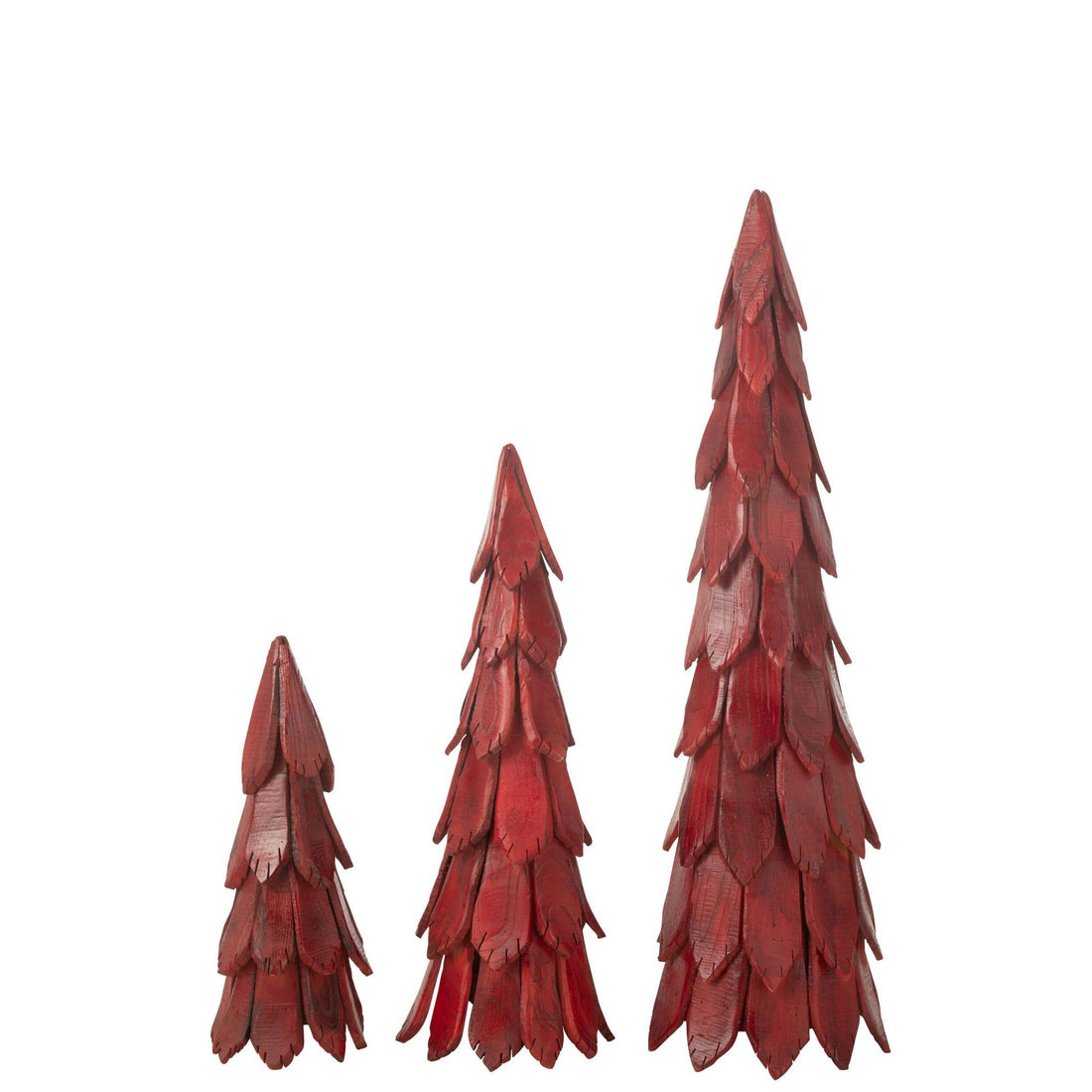 Kerstboom Stukken Large van J-Line, rode houten kerstboom in een interieur