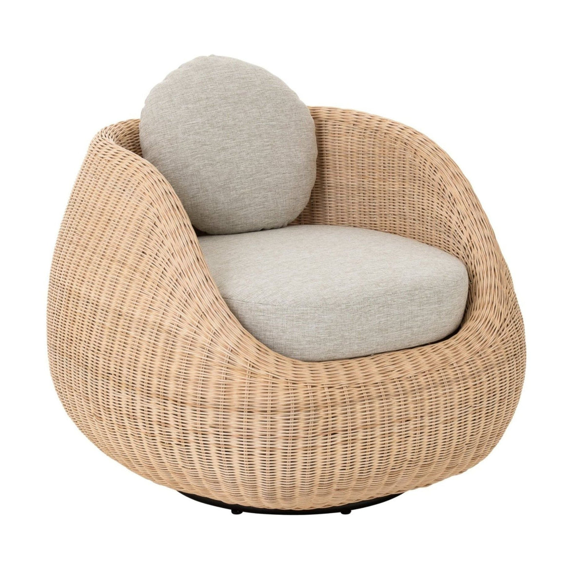 Loungestoel Draaibaar Rond Rotan Naturel/Ecru J-Line