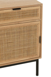 Nachtkast Vierkant Mdf/Metaal Naturel/Zwart - Nachtkastje - J-Line - livinglovely.nl