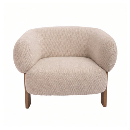 Nomy Fauteuil Opulence Crème Rubberhout van PTMD, crème fauteuil met opulence stof en rubberhouten poten