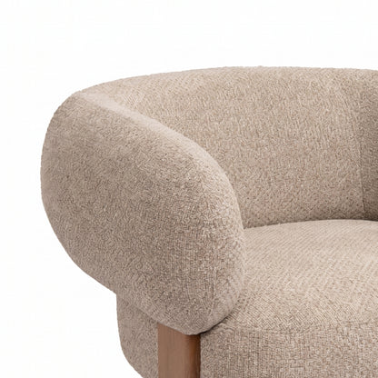 Nomy Fauteuil Opulence Taupe Rubberhout van PTMD, extra aanzicht van de fauteuil in taupe
