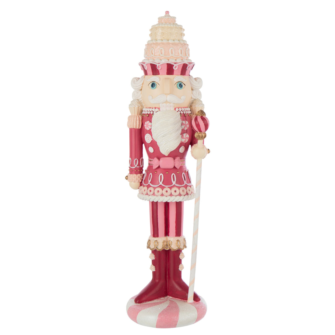 Notenkraker Snoep van J-Line in wit en roze, 55,5cm hoog met snoepdetails