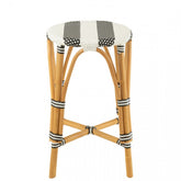Kruk Rotan Zwart/Wit Large - Barkruk - J-Line - livinglovely.nl