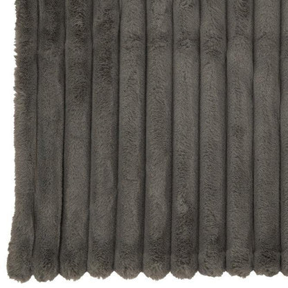 Plaid Corduroy Polyester Donkergrijs 180x130cm - Poef - J-Line - livinglovely.nl