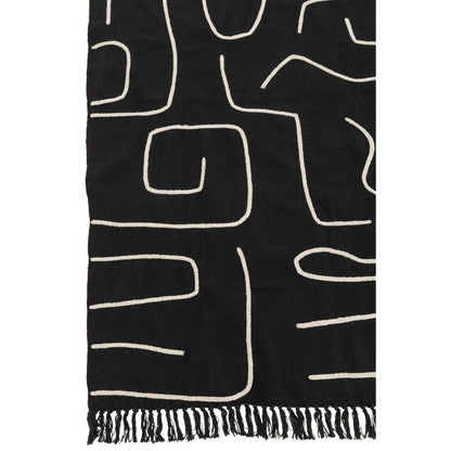 Koc Bawełniany w Paski/Łuki Czarno-Biały 130x180cm