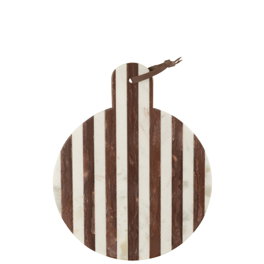 Deska okrągła w paski marmur biało-brązowa 46x31x2 cm J-line