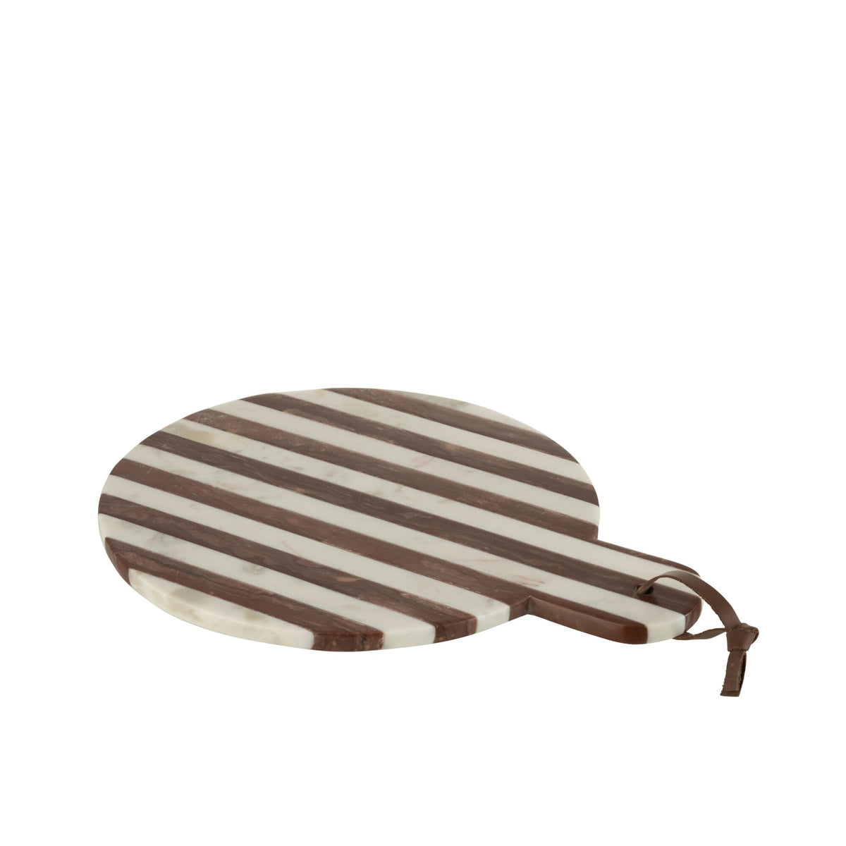 Deska okrągła w paski marmur biało-brązowa 46x31x2 cm J-line