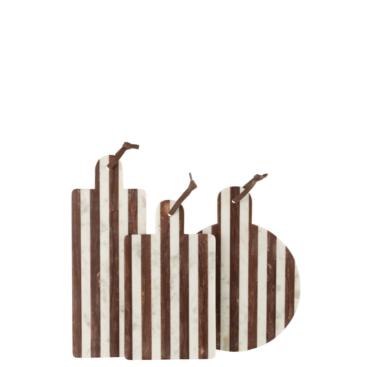 Deska okrągła w paski marmur biało-brązowa 46x31x2 cm J-line