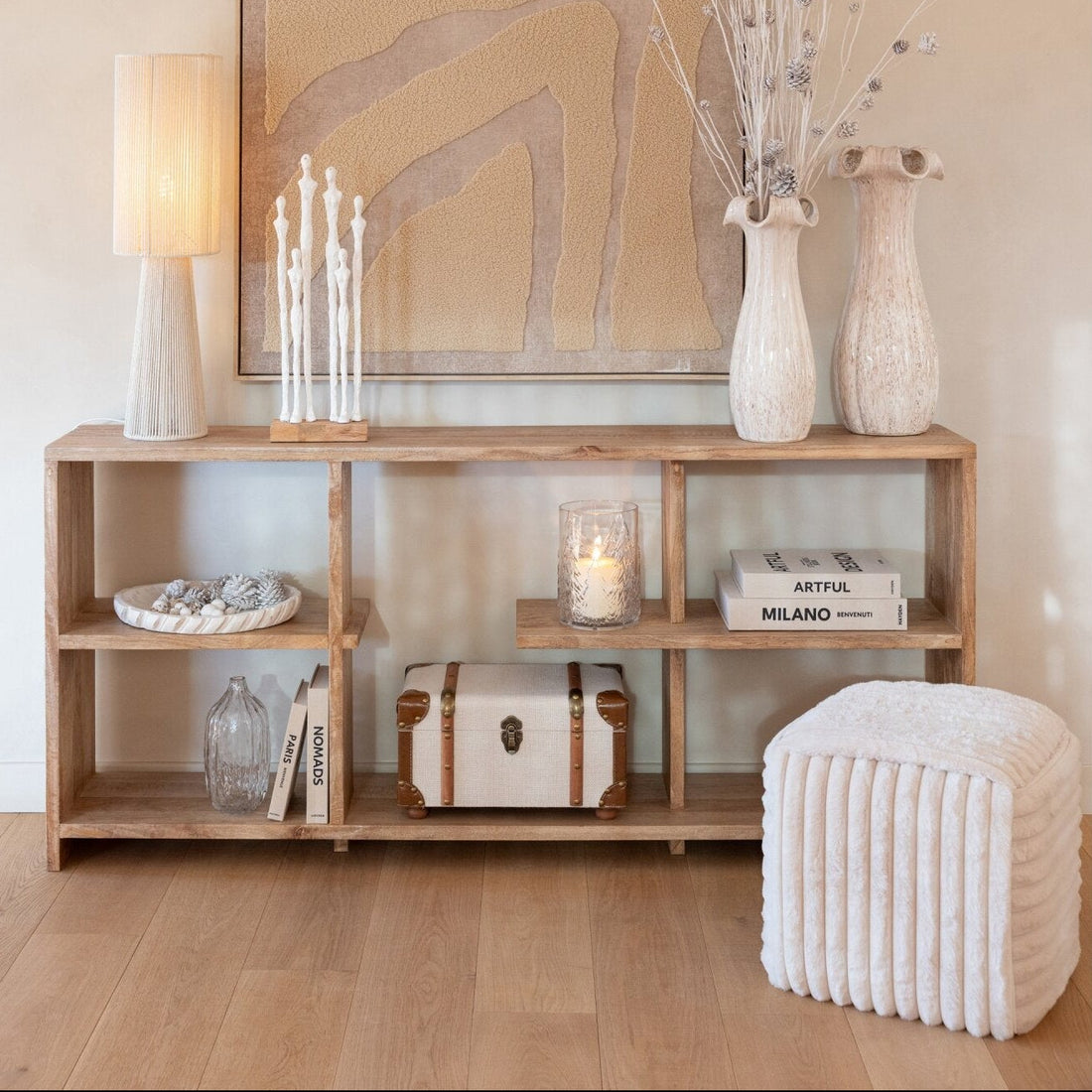 Pufa żebrowana MDF biała J-Line