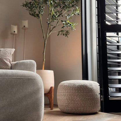 Poef Miami Outdoor Naturel/Wit - J-Line - Poef - J-Line - livinglovely.nl