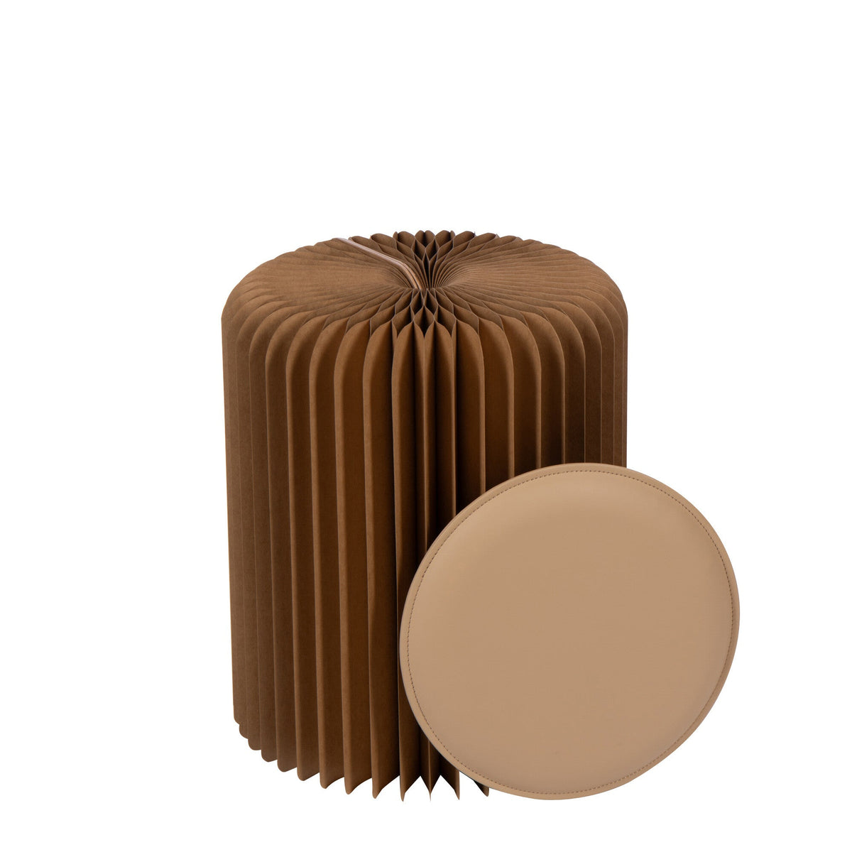 Poef Vouwbaar Papier Camel Dia36cmxh42cm J-Line - Poef - J-Line - livinglovely.nl