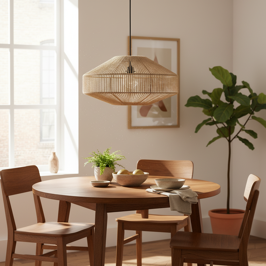 Lampa wisząca Linea Gem Naturalna Ø60x33cm Surowe materiały