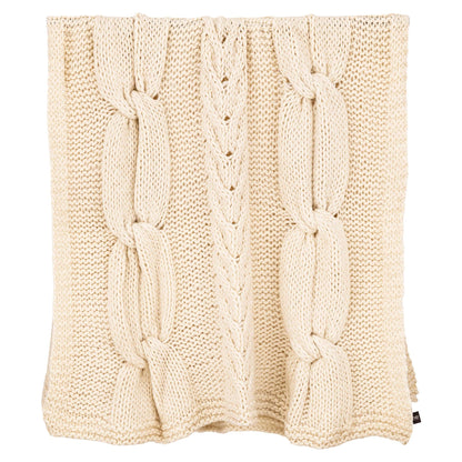 Rama Plaid Wol Handgebreid Crème van PTMD, ander aanzicht, handgebreide crèmekleurige wollen plaid