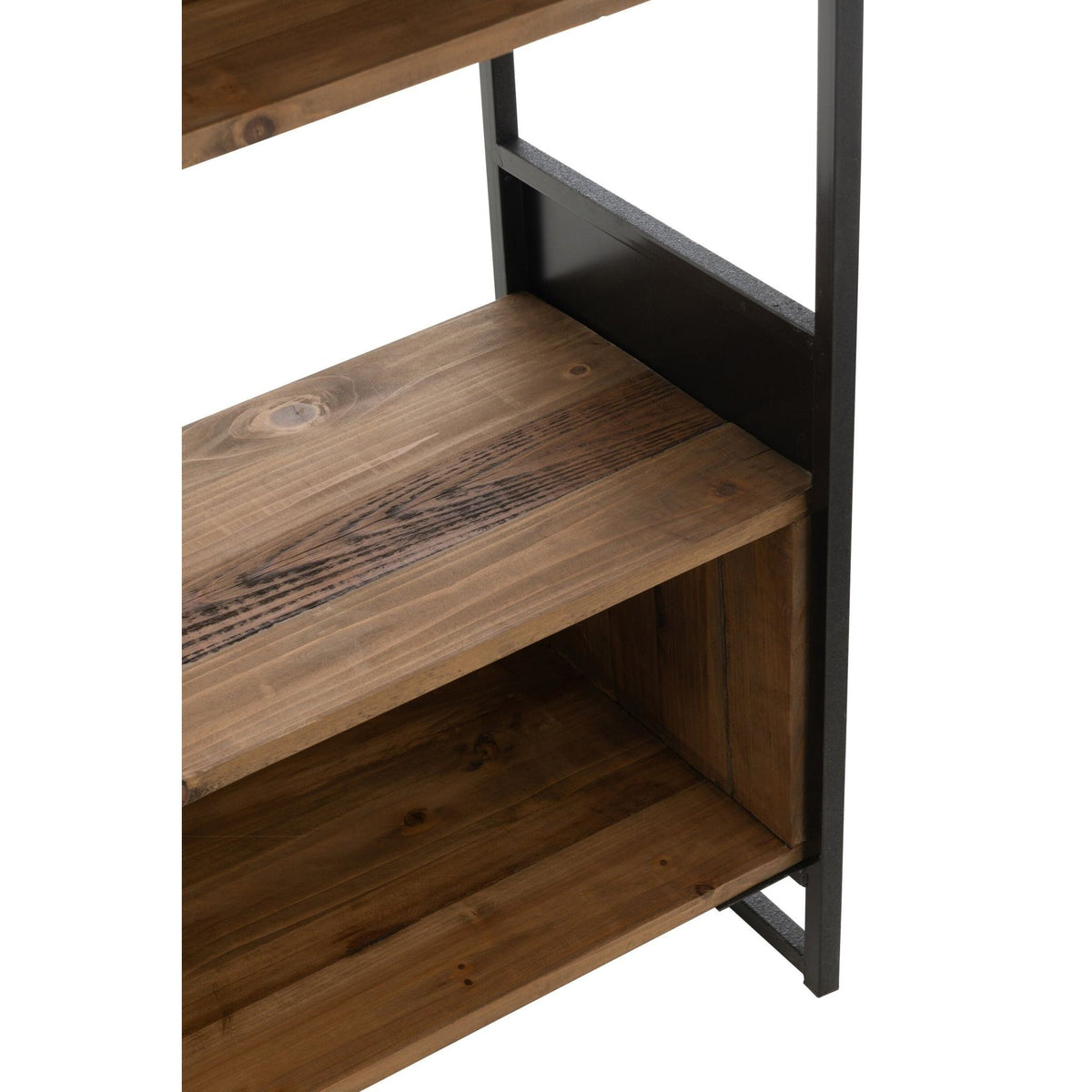 Stojak Rustykalny Drewno Recyklingowane Czarny/Naturalny Large J-Line