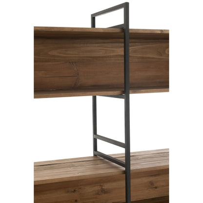 Stojak Rustykalny Drewno Recyklingowane Czarny/Naturalny Large J-Line