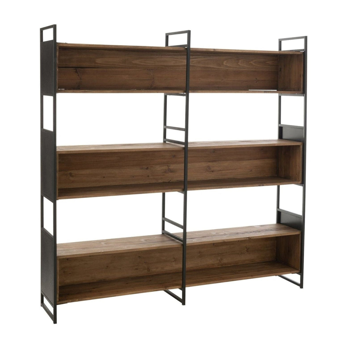 Stojak Rustykalny Drewno Recyklingowane Czarny/Naturalny Large J-Line