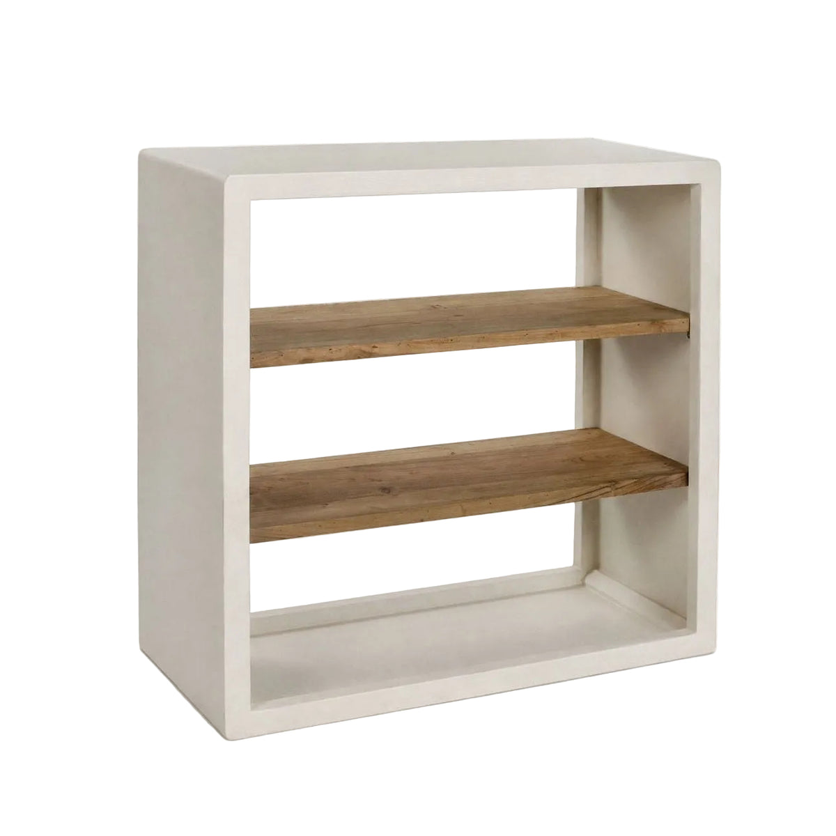 Rek Verona 2 Schappen Kalkpleister Gebroken Wit van Pomax, productfoto in gebroken wit met de volledige vorm in beeld