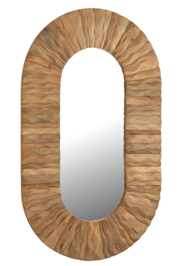 Lustro ścienne Curve owalne drewno naturalne 152x6x92cm J-Line