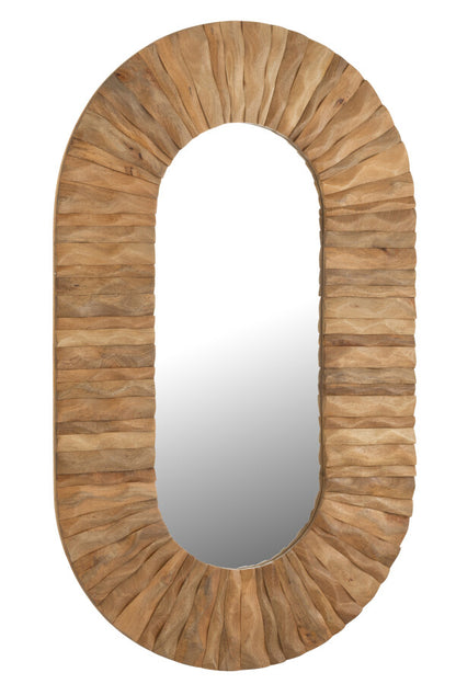 Lustro ścienne Curve owalne drewno naturalne 152x6x92cm J-Line