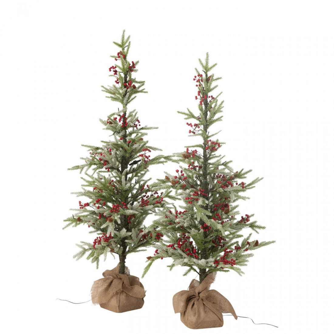 Choinka + Juta + Sztuczny Śnieg LED Zielony/Czerwony Large H150cm J-Line