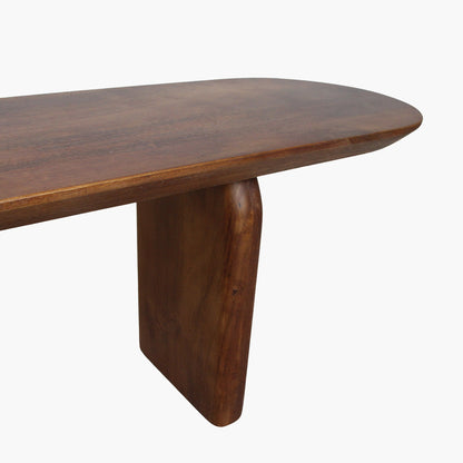 Ławka do jadalni Bullnose z brązowego drewna mango 200 cm Raw Materials