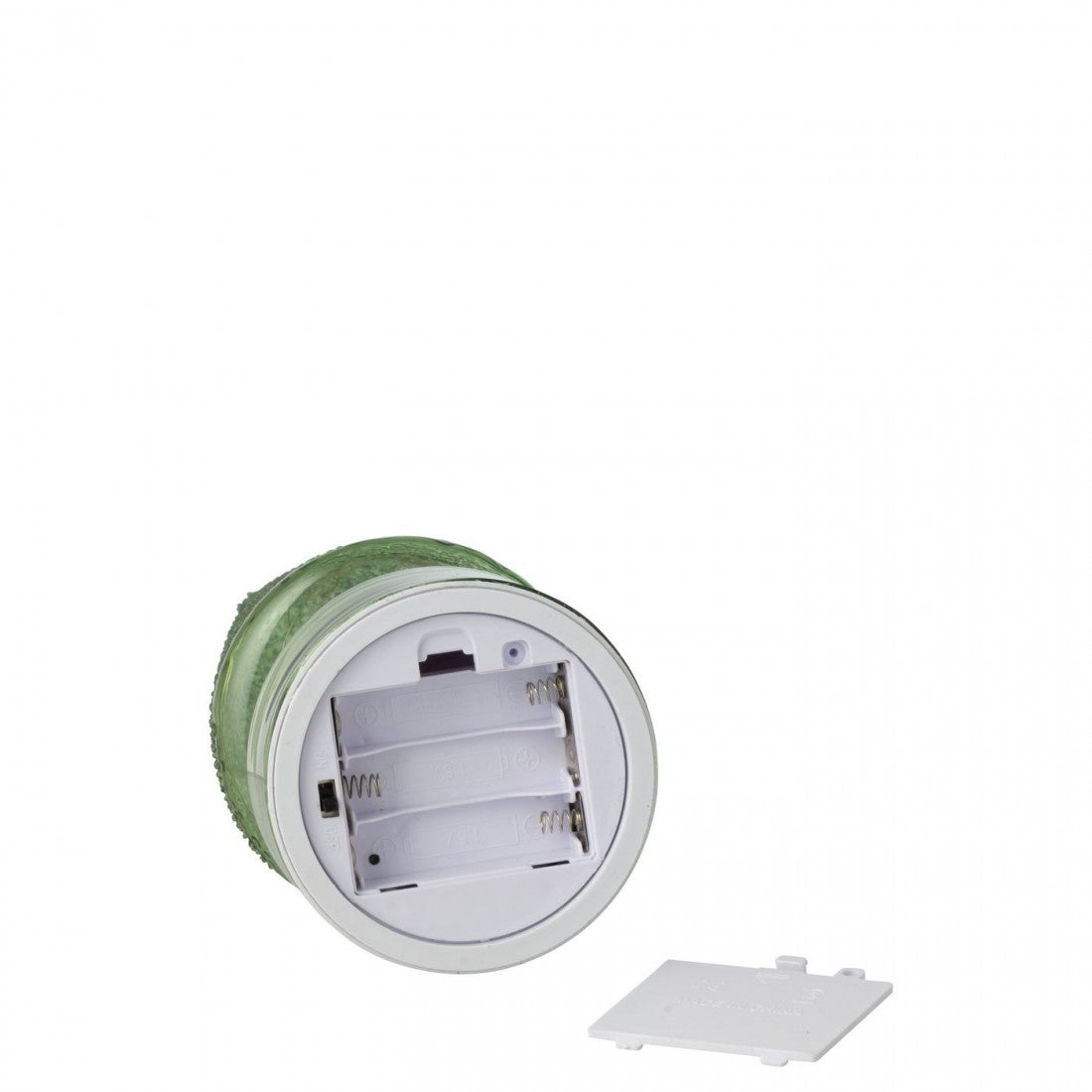 Zestaw 2 zielonych szklanych obrotowych bombek choinkowych LED J-Line