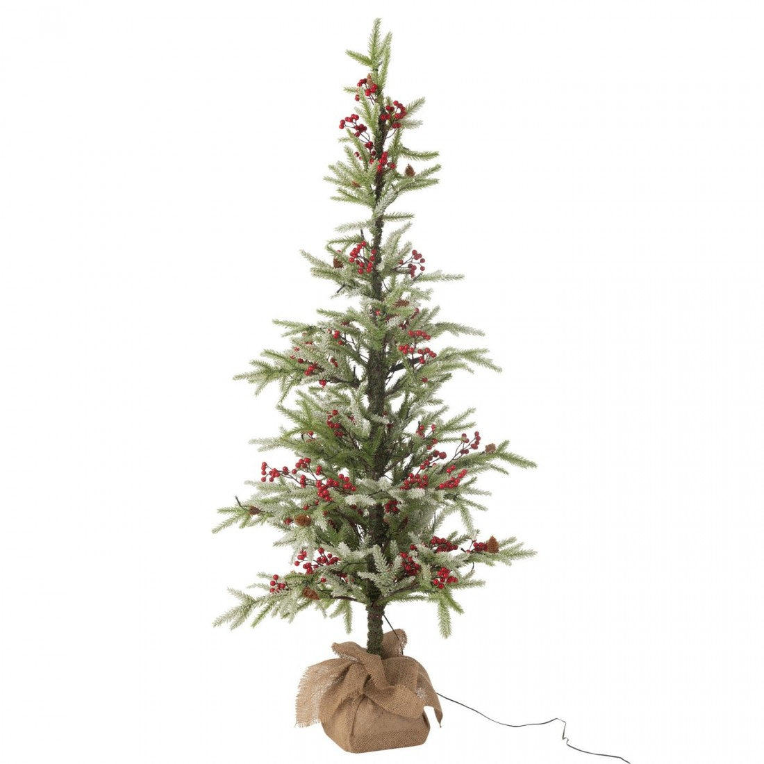 Choinka + Juta + Sztuczny Śnieg LED Zielony/Czerwony Large H150cm J-Line