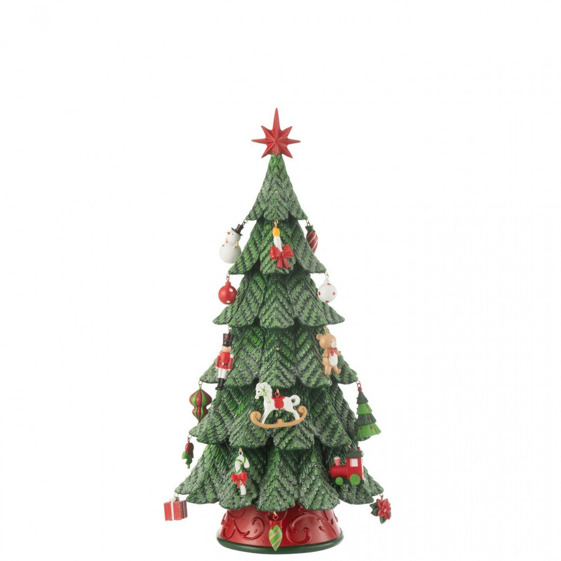Choinka LED z ozdobami z żywicy, mieszana, mała, H 51,5 cm, J-Line