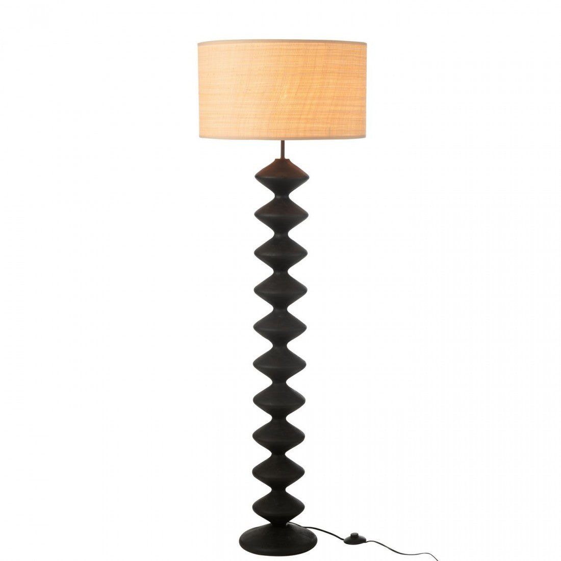 Lampa podłogowa Gąsienica Drewno topolowe Czarna/Naturalna H156cm J-Line