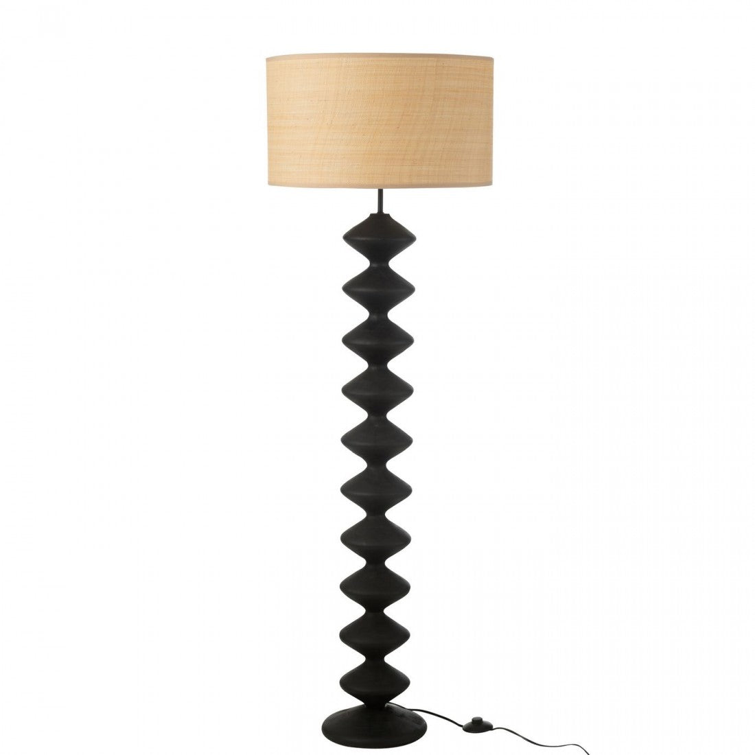 Lampa podłogowa Gąsienica Drewno topolowe Czarna/Naturalna H156cm J-Line