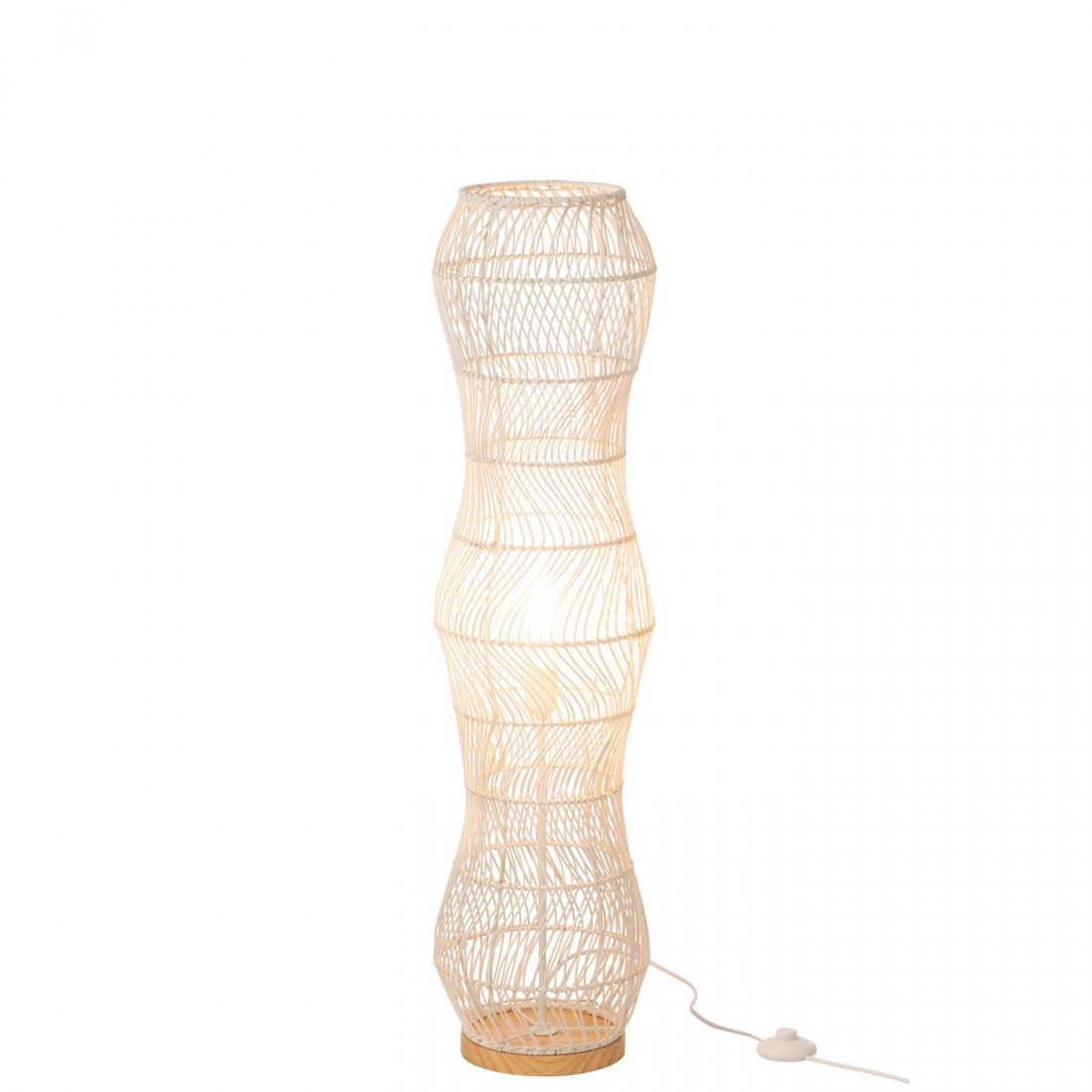 Lampa podłogowa rattan metal skręcana biała H101cm J-Line