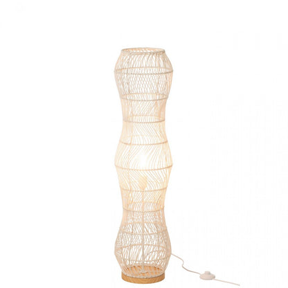 Lampa podłogowa rattan metal skręcana biała H101cm J-Line