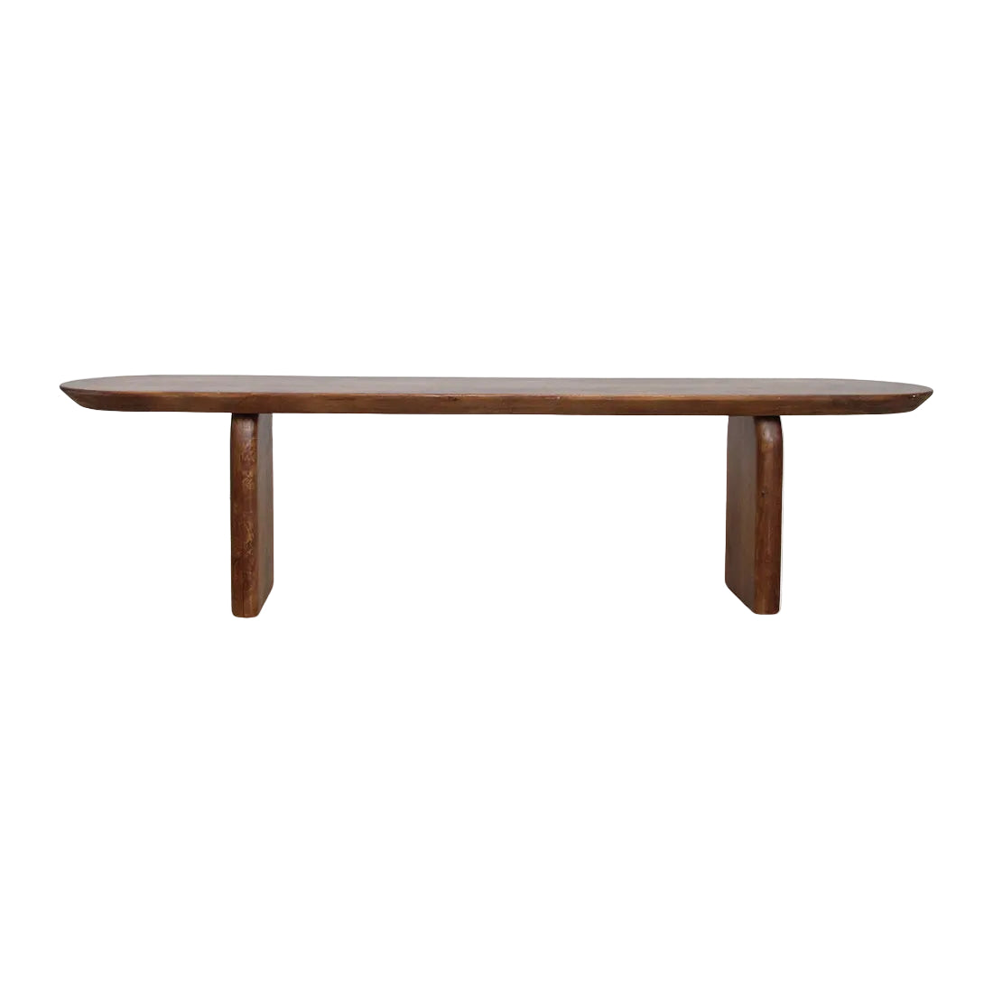 Ławka do jadalni Bullnose z brązowego drewna mango 200 cm Raw Materials