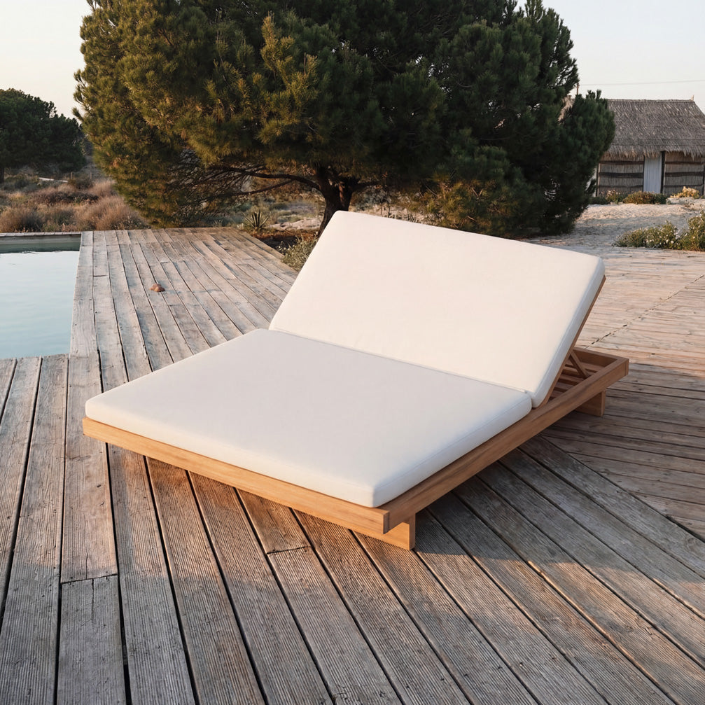 Podwójne leżaczki plażowe Pantai Natural White Bazar Bizar