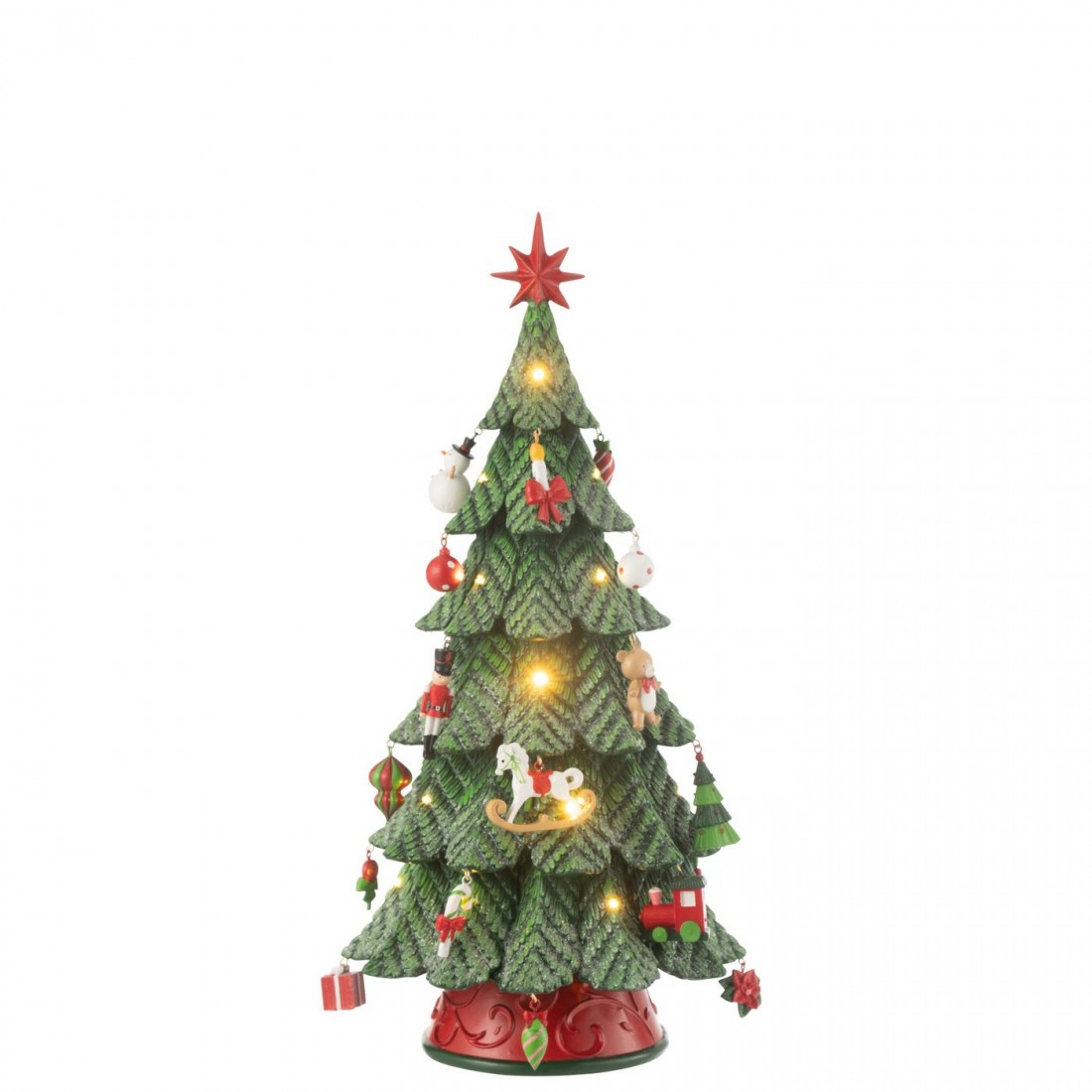 Choinka LED z ozdobami z żywicy, mieszana, mała, H 51,5 cm, J-Line